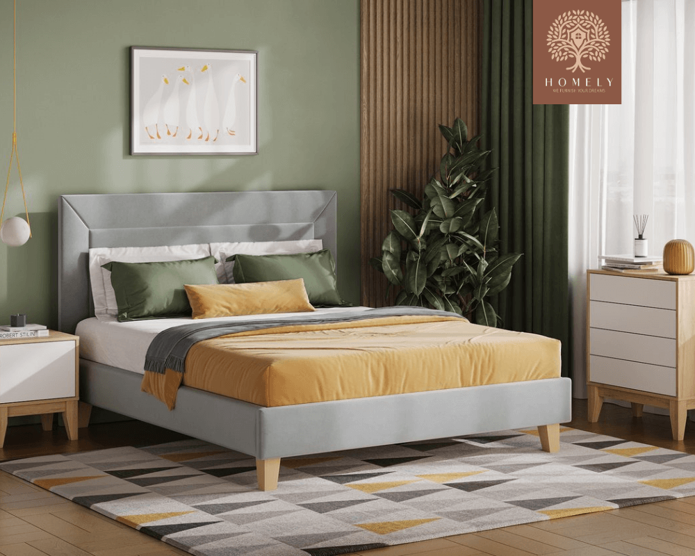 WILLEM | LIT DOUBLE EN TISSU ANTI-TACHES CAPITONNÉ AVEC SOMMIER COFFRE