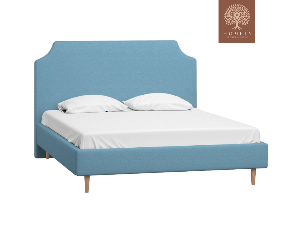 ADONA | LIT DOUBLE EN TISSU ANTI-TACHES CAPITONNÉ AVEC SOMMIER COFFRE