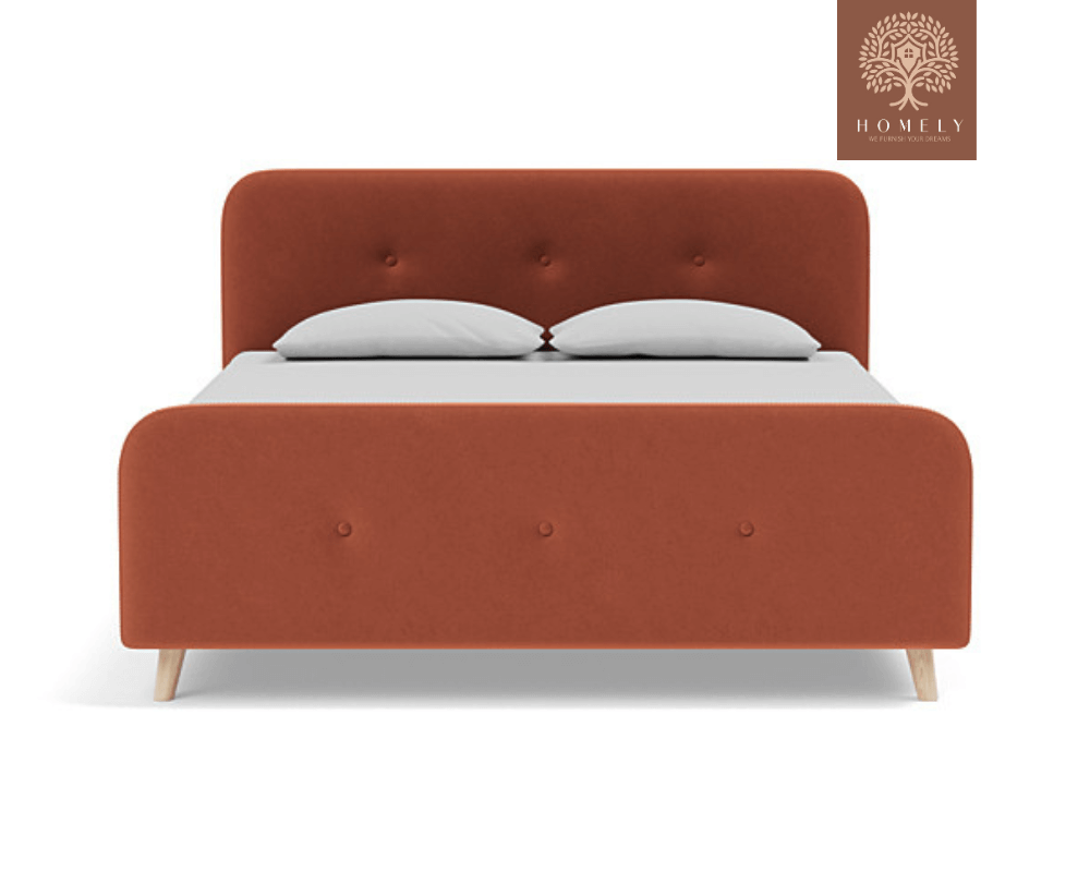 PLIDI | LIT DOUBLE EN TISSU ANTI-TACHES CAPITONNÉ AVEC SOMMIER COFFRE