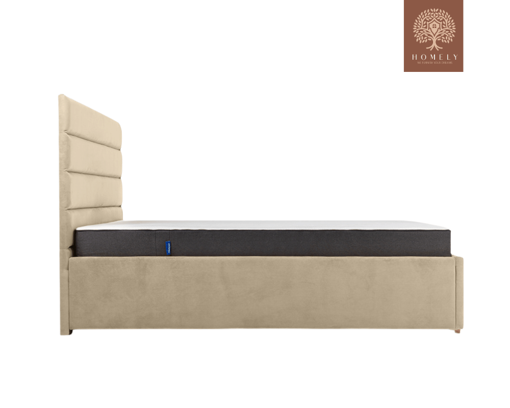 LOISON | LIT DOUBLE EN TISSU ANTI-TACHES CAPITONNÉ