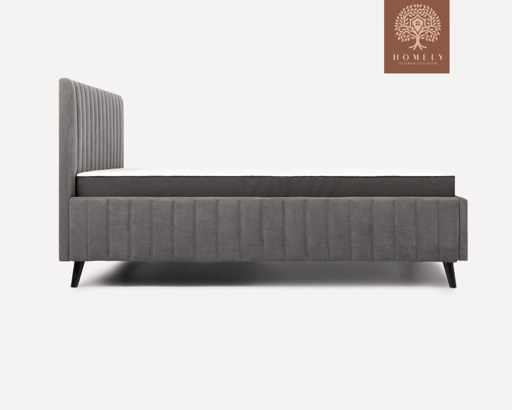 MARKFUL | LIT DOUBLE EN TISSU ANTI-TACHES CAPITONNÉ AVEC SOMMIER COFFRE