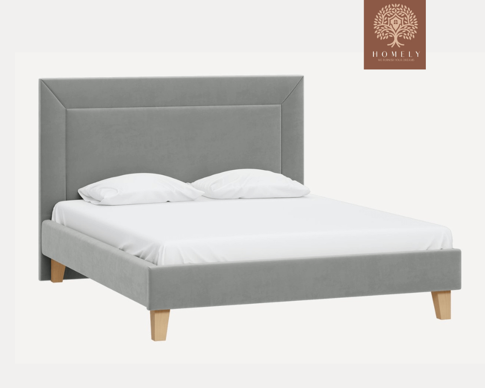 WILLEM | LIT DOUBLE EN TISSU ANTI-TACHES CAPITONNÉ AVEC SOMMIER COFFRE