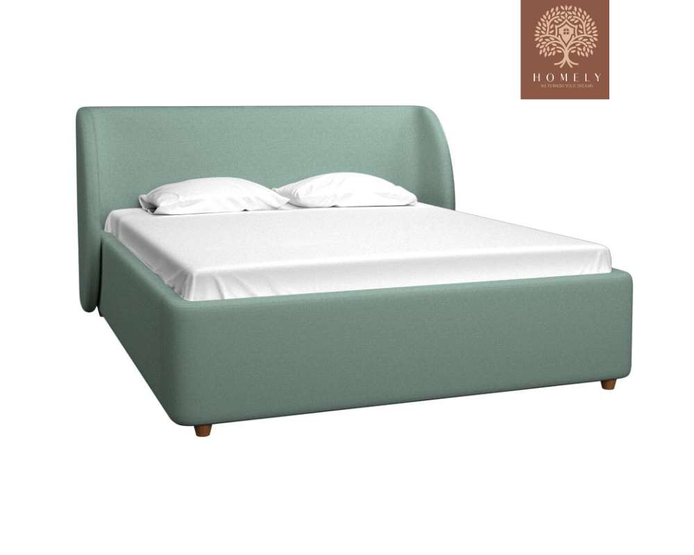 YUNA | LIT DOUBLE EN TISSU ANTI-TACHES CAPITONNÉ AVEC SOMMIER COFFRE