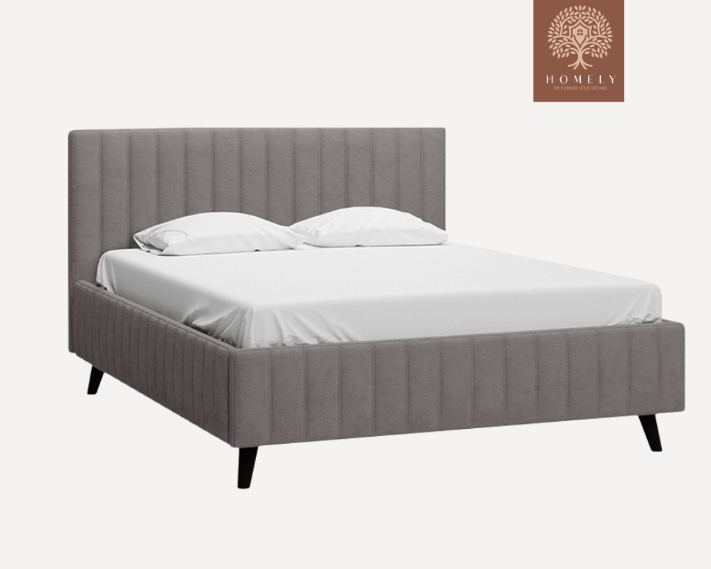 MARKFUL | LIT DOUBLE EN TISSU ANTI-TACHES CAPITONNÉ AVEC SOMMIER COFFRE