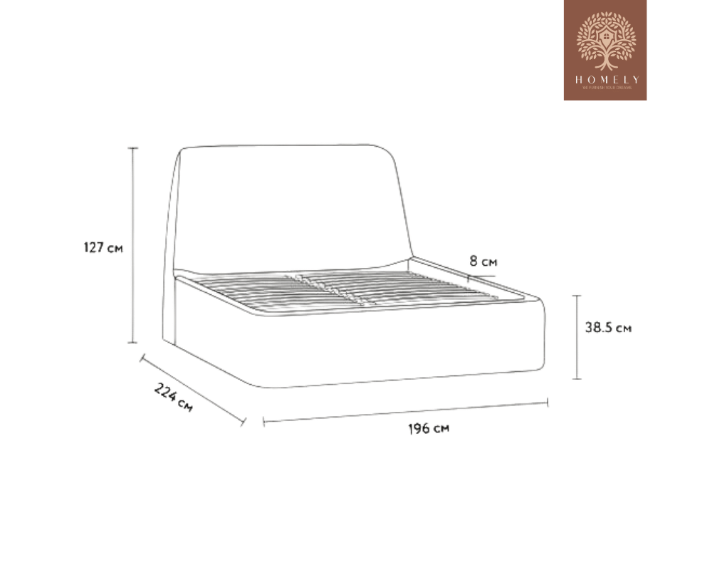 DALTI | LIT DOUBLE EN TISSU ANTI-TACHES CAPITONNÉ