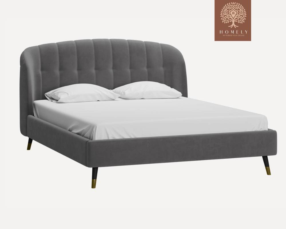 LIERI | LIT DOUBLE EN TISSU ANTI-TACHES CAPITONNÉ AVEC SOMMIER COFFRE