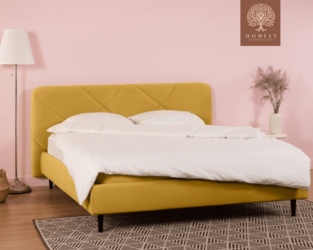 Wesmar | LIT DOUBLE EN TISSU ANTI-TACHES CAPITONNÉ AVEC SOMMIER COFFRE