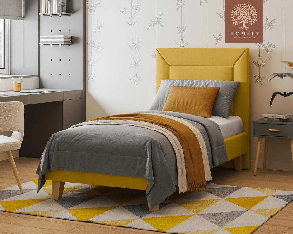 WILLEM | LIT DOUBLE EN TISSU ANTI-TACHES CAPITONNÉ AVEC SOMMIER COFFRE