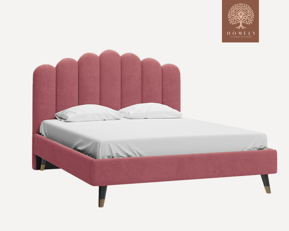 LIEL | LIT DOUBLE EN TISSU ANTI-TACHES CAPITONNÉ AVEC SOMMIER COFFRE