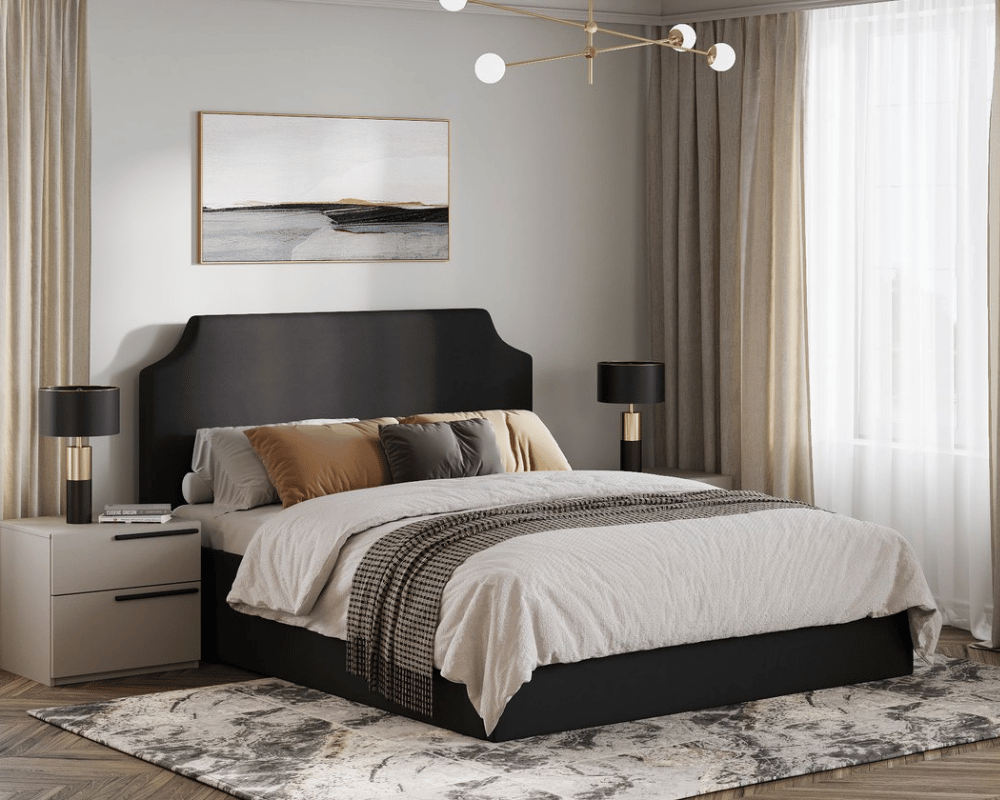 ADONA | LIT DOUBLE EN TISSU ANTI-TACHES CAPITONNÉ