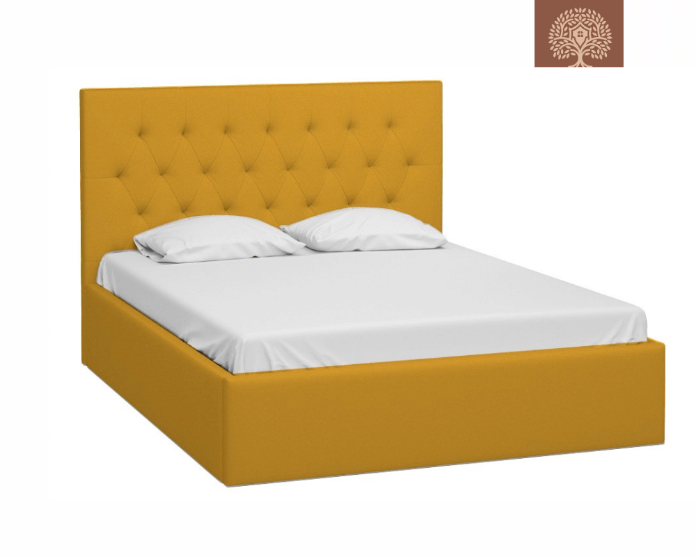 RAVERTY | LIT DOUBLE EN TISSU ANTI-TACHES CAPITONNÉ AVEC SOMMIER COFFRE