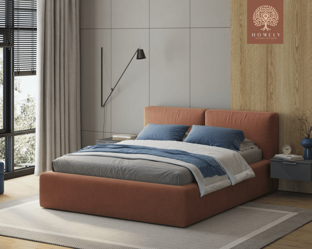 RISER | LIT DOUBLE EN TISSU ANTI-TACHES CAPITONNÉ