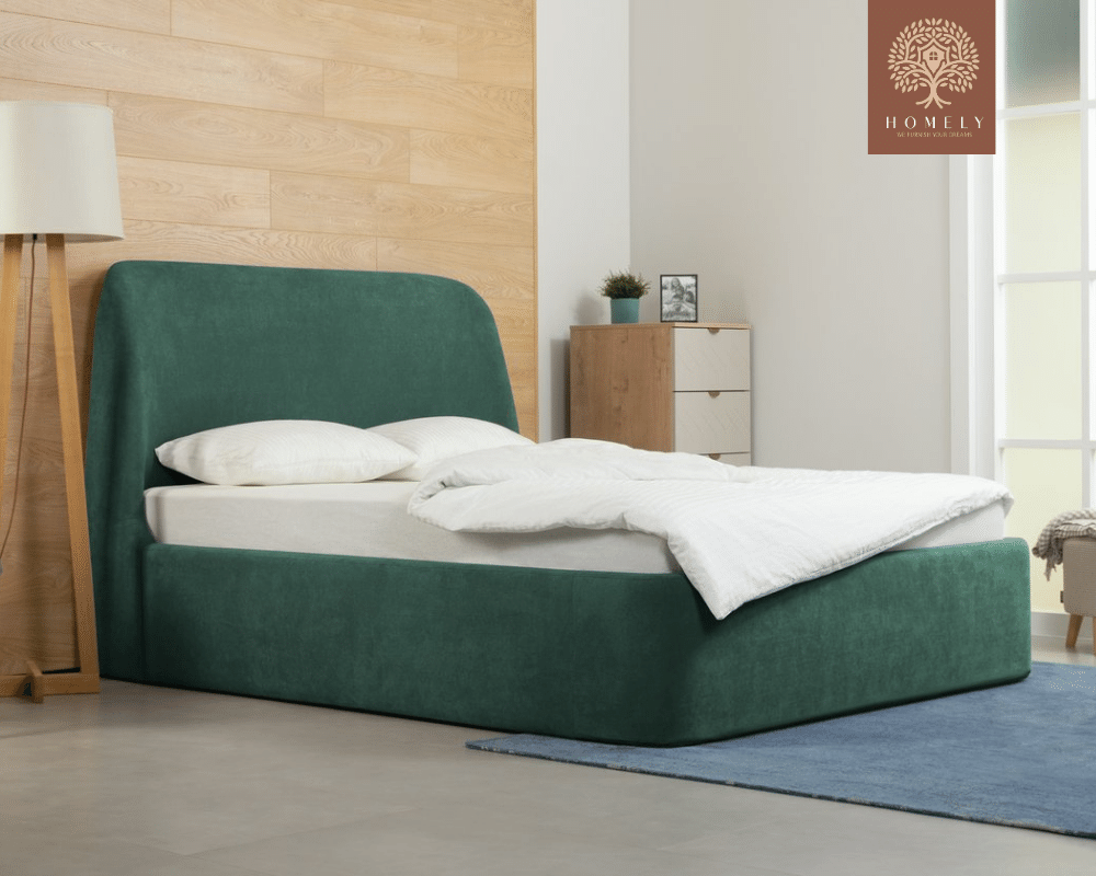 DALTI | LIT DOUBLE EN TISSU ANTI-TACHES CAPITONNÉ