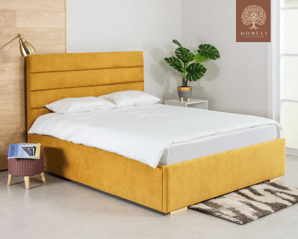 LOISON | LIT DOUBLE EN TISSU ANTI-TACHES CAPITONNÉ