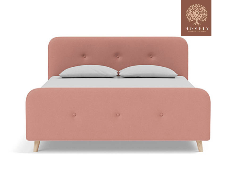 PLIDI | LIT DOUBLE EN TISSU ANTI-TACHES CAPITONNÉ AVEC SOMMIER COFFRE