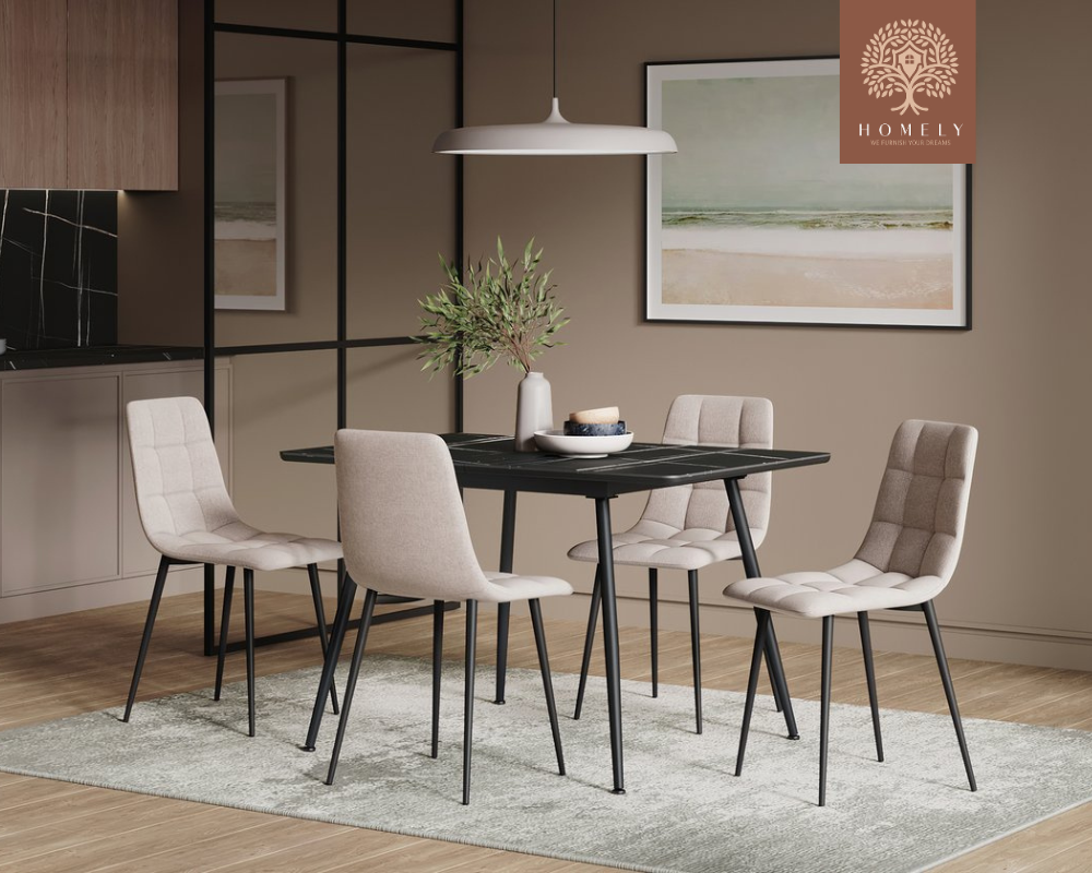 DWEN CHAISE  MODERNE CAPITONNÉE EN VELOURS ANTI-TACHE PIEDS EN METAL