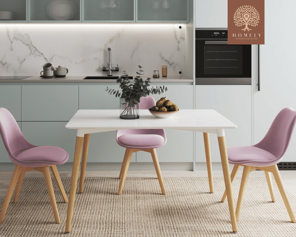 CLARA  CHAISE MODERNE CAPITONNÉE EN VELOURS ANTI-TACHE PIEDS EN BOIS ROUGE