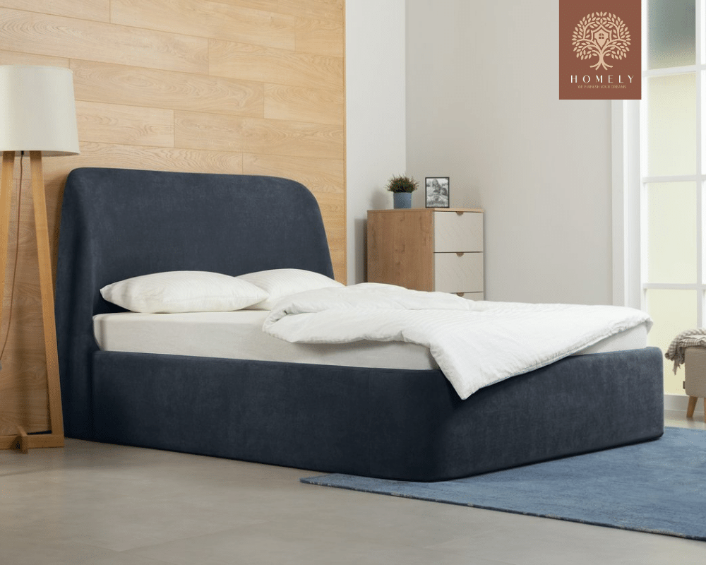 DALTI | LIT DOUBLE EN TISSU ANTI-TACHES CAPITONNÉ