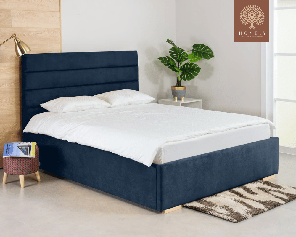 LOISON | LIT DOUBLE EN TISSU ANTI-TACHES CAPITONNÉ