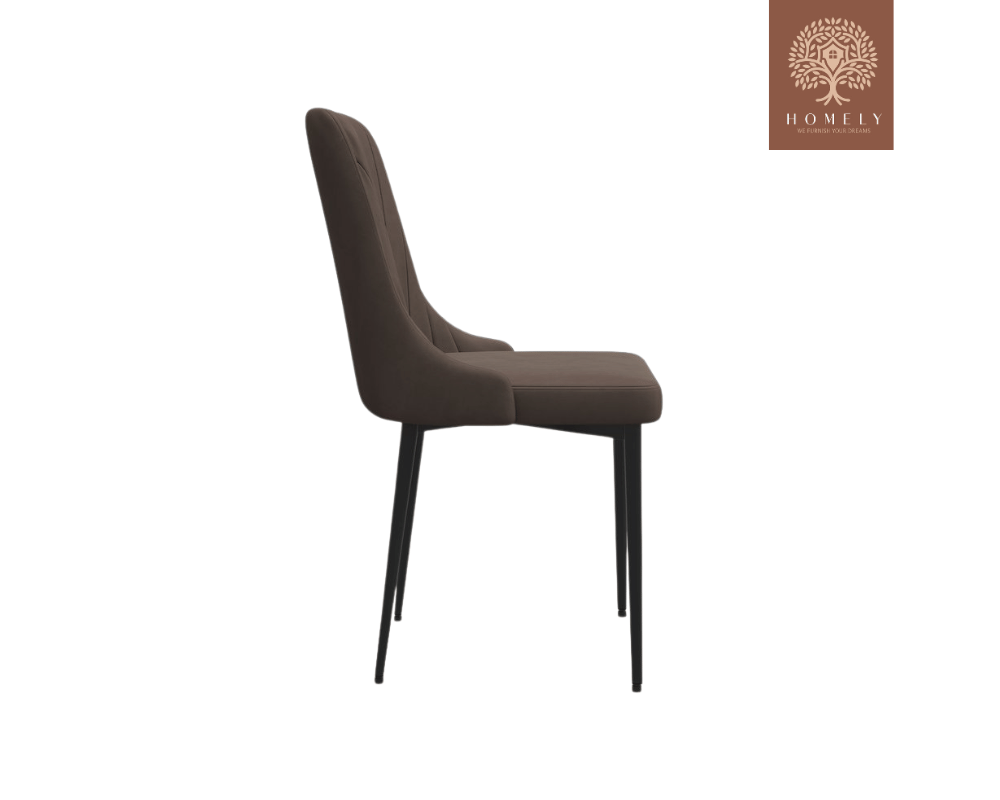 LAURA CHAISE MODERNE CAPITONNÉE EN VELOURS ANTI-TACHE PIEDS EN METAL