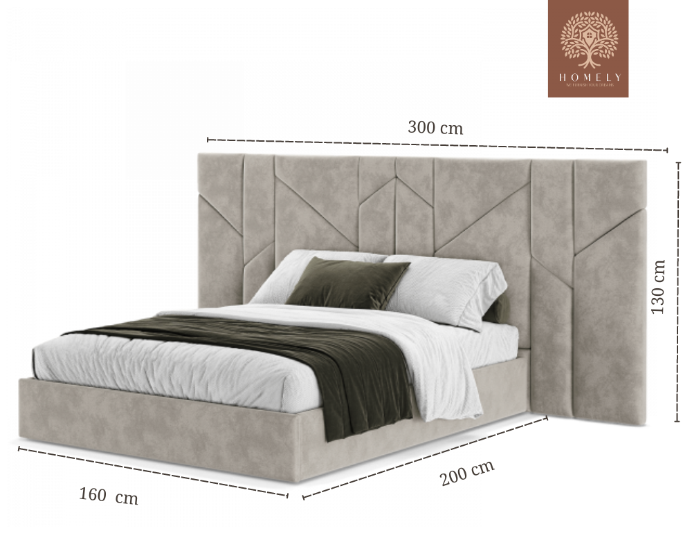 VERSELL  LIT DOUBLE AVEC TETE DE LIT XXL