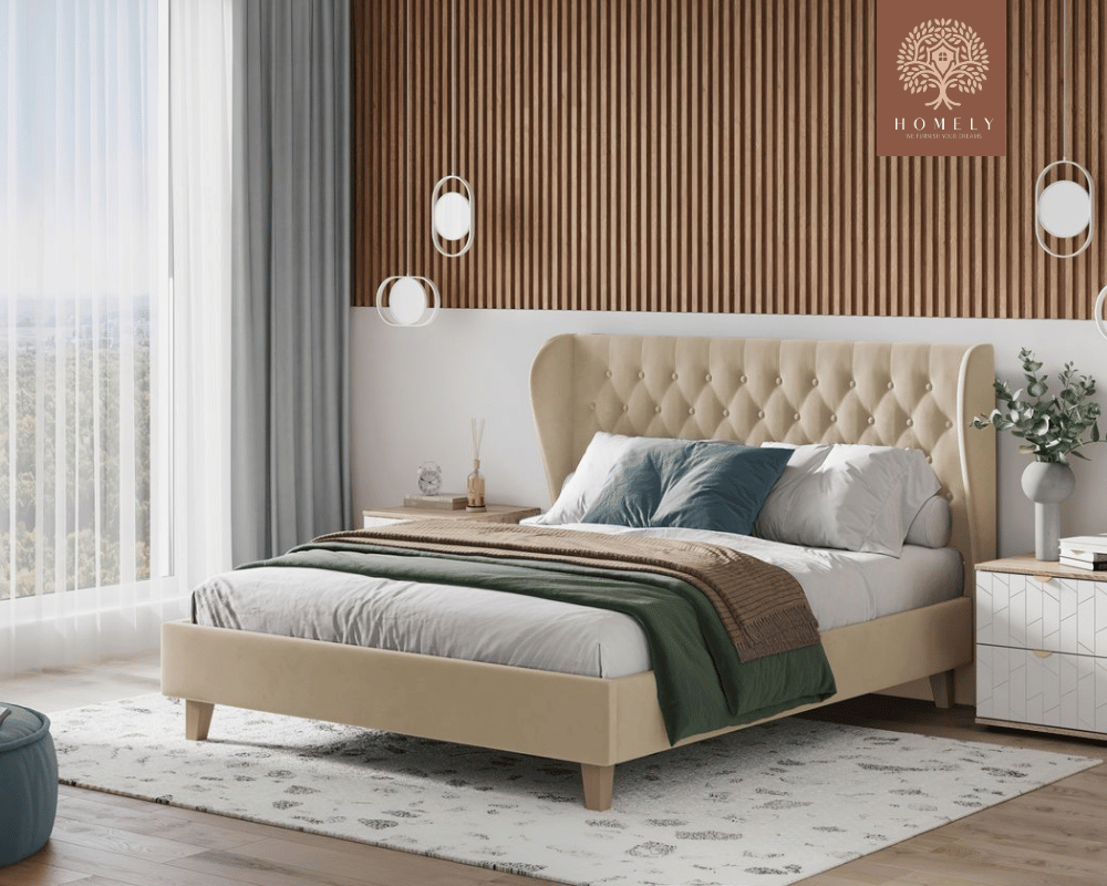 TESLA | LIT DOUBLE EN TISSU ANTI-TACHES CAPITONNÉ