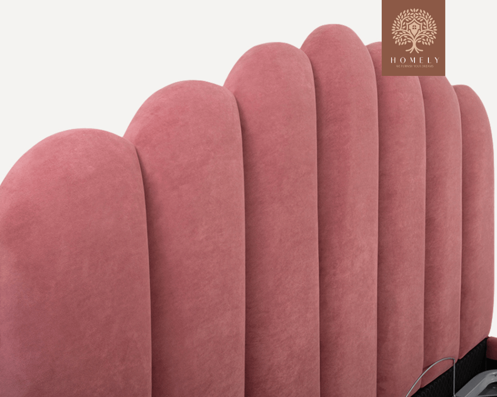 LIEL | LIT DOUBLE EN TISSU ANTI-TACHES CAPITONNÉ AVEC SOMMIER COFFRE