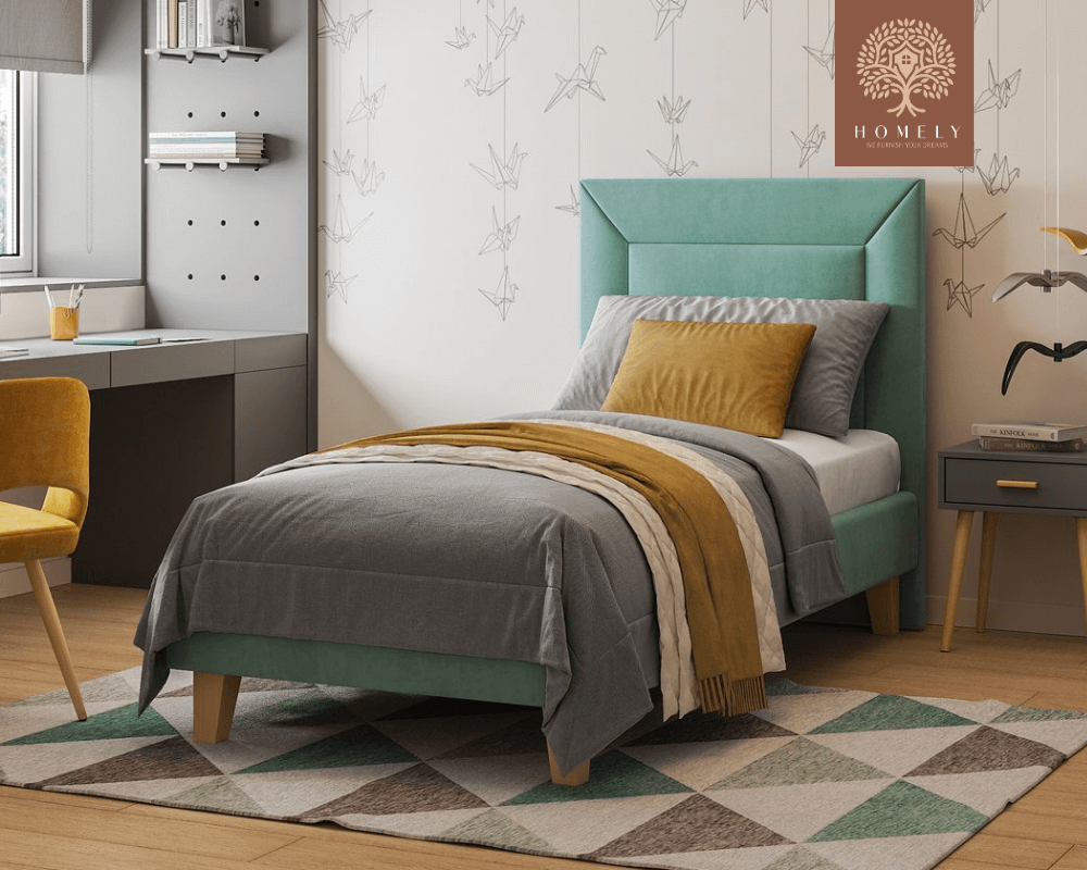 WILLEM | LIT DOUBLE EN TISSU ANTI-TACHES CAPITONNÉ AVEC SOMMIER COFFRE