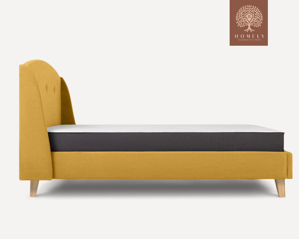 TAYLORY | LIT DOUBLE EN TISSU ANTI-TACHES CAPITONNÉ AVEC SOMMIER COFFRE