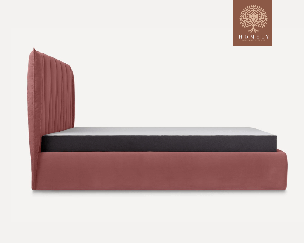 LEWIS | LIT DOUBLE EN TISSU ANTI-TACHES CAPITONNÉ AVEC SOMMIER COFFRE