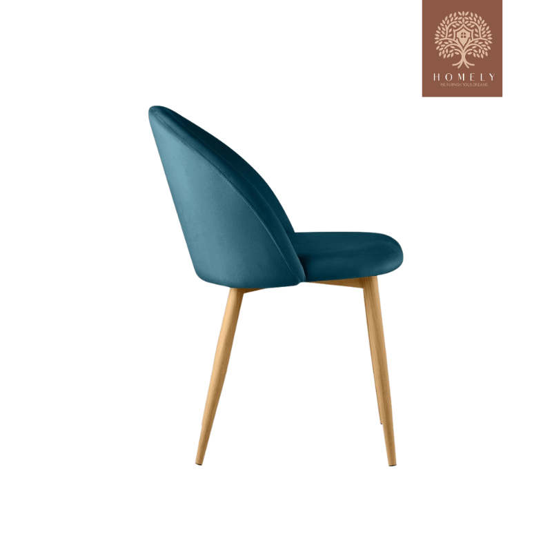 OSCAR CHAISE MODERNE CAPITONNÉE EN VELOURS ANTI-TACHE PIEDS EN BOIS ROUGE