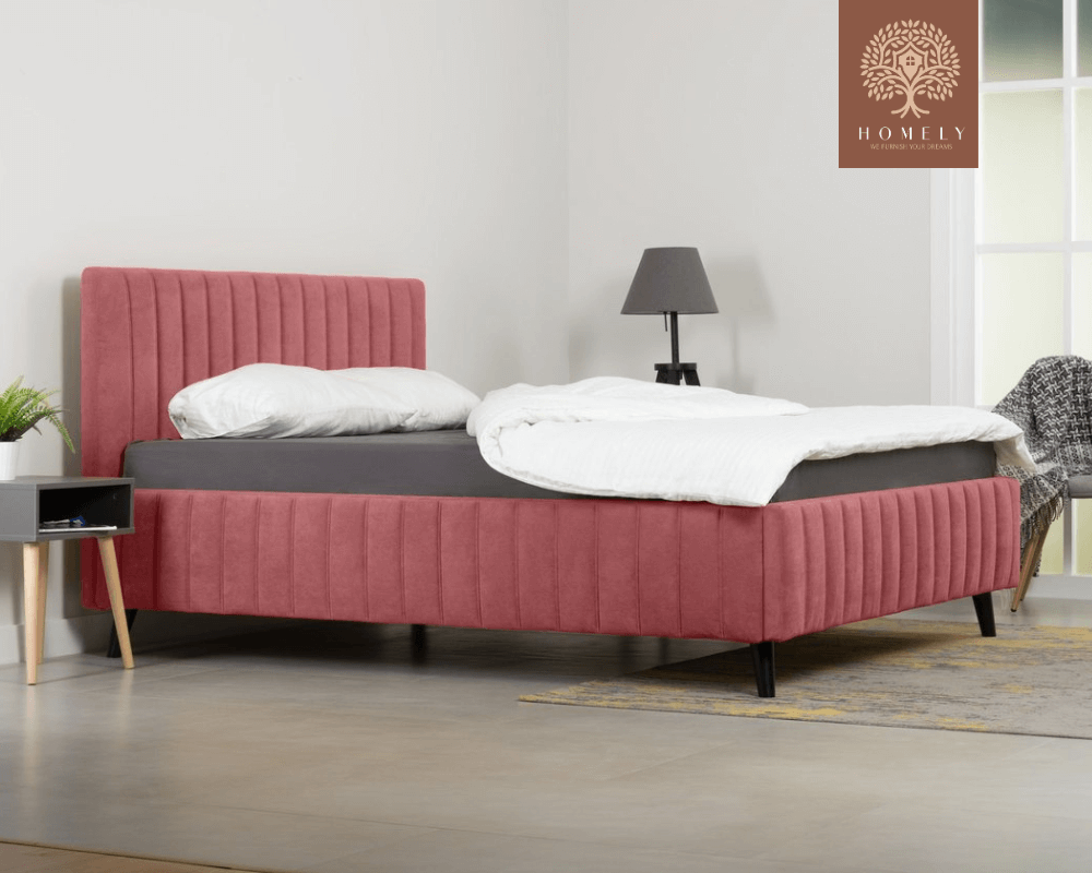 MARKFUL | LIT DOUBLE EN TISSU ANTI-TACHES CAPITONNÉ AVEC SOMMIER COFFRE