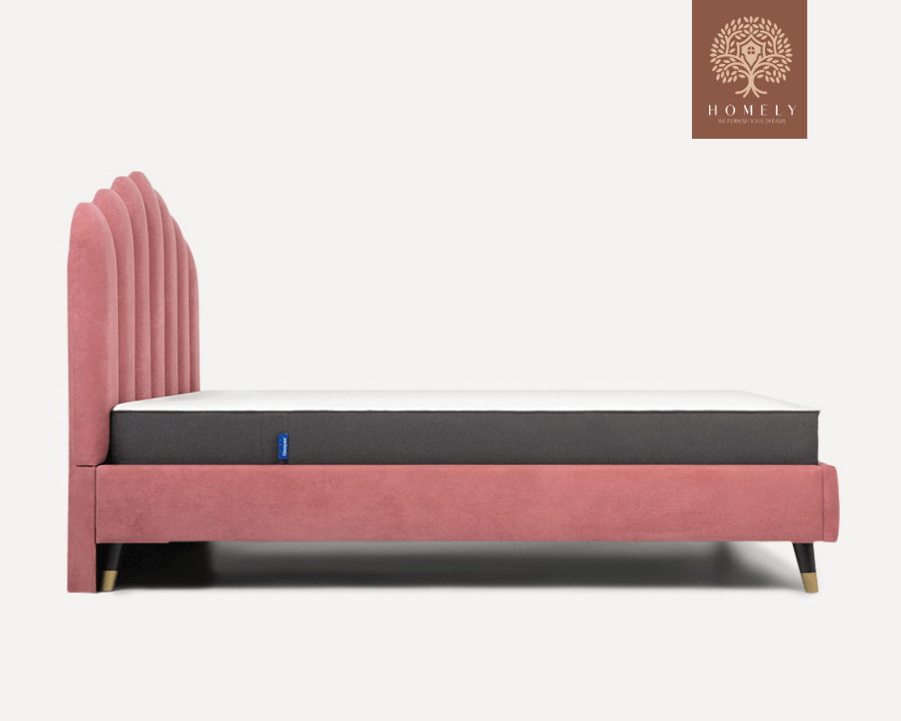 LIEL | LIT DOUBLE EN TISSU ANTI-TACHES CAPITONNÉ AVEC SOMMIER COFFRE