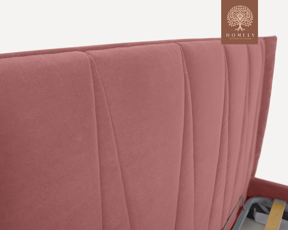 LEWIS | LIT DOUBLE EN TISSU ANTI-TACHES CAPITONNÉ AVEC SOMMIER COFFRE