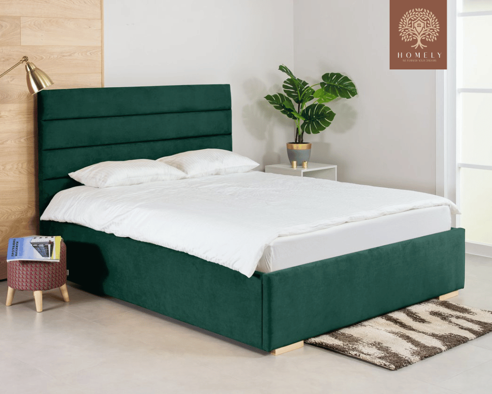 LOISON | LIT DOUBLE EN TISSU ANTI-TACHES CAPITONNÉ