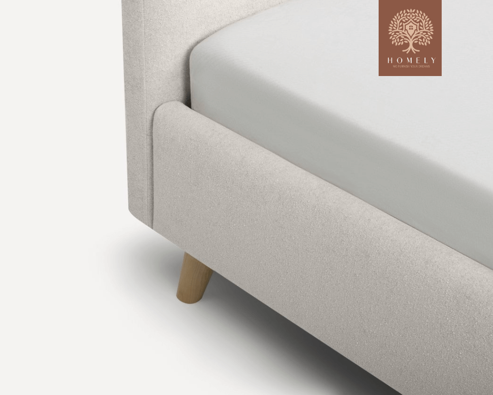 DOYENS | LIT EN TISSU ANTI-TACHES CAPITONNÉ AVEC SOMMIER COFFRE