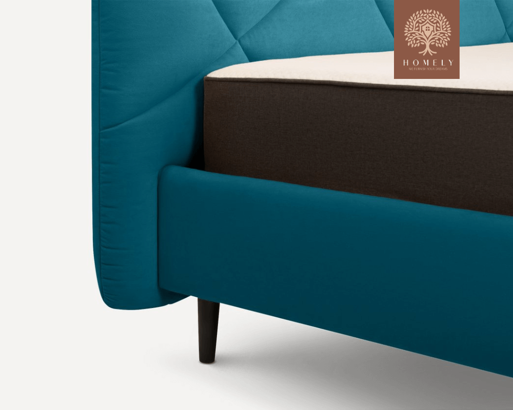 Wesmar | LIT DOUBLE EN TISSU ANTI-TACHES CAPITONNÉ AVEC SOMMIER COFFRE