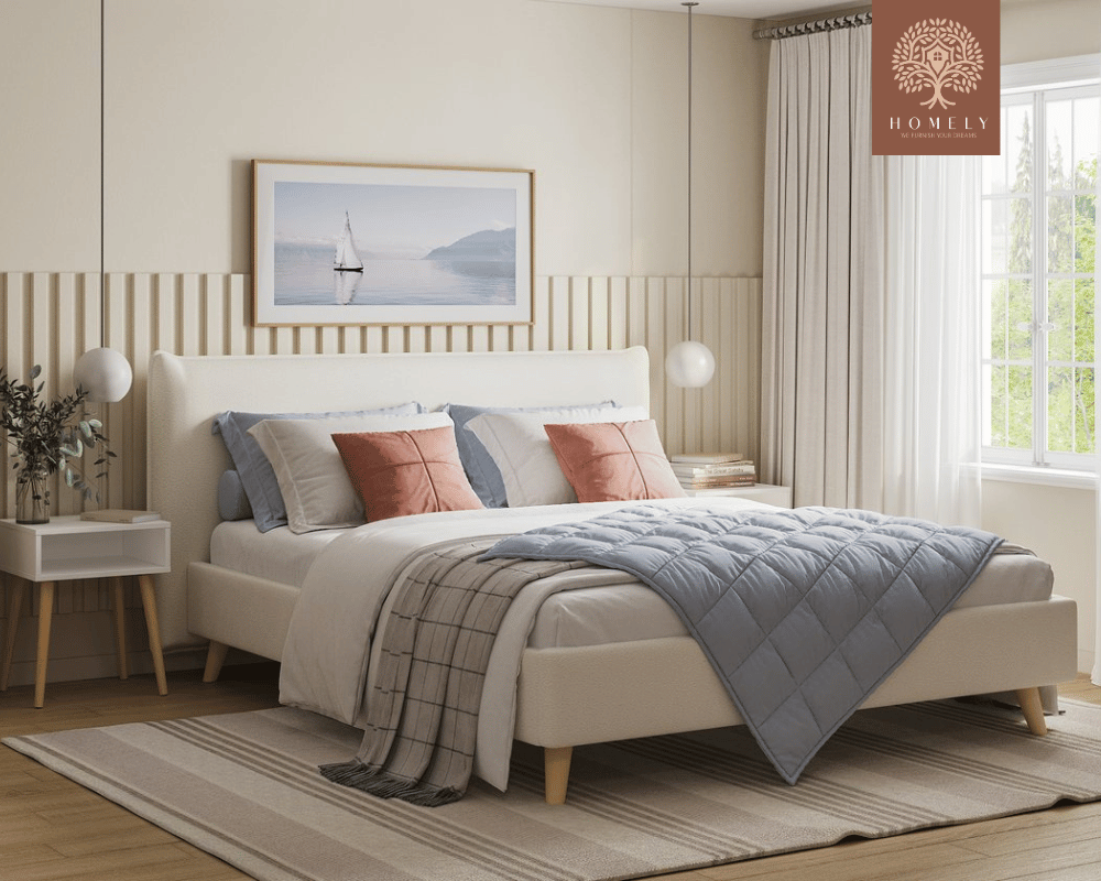 CHIEVO | LIT DOUBLE EN TISSU ANTI-TACHES CAPITONNÉ