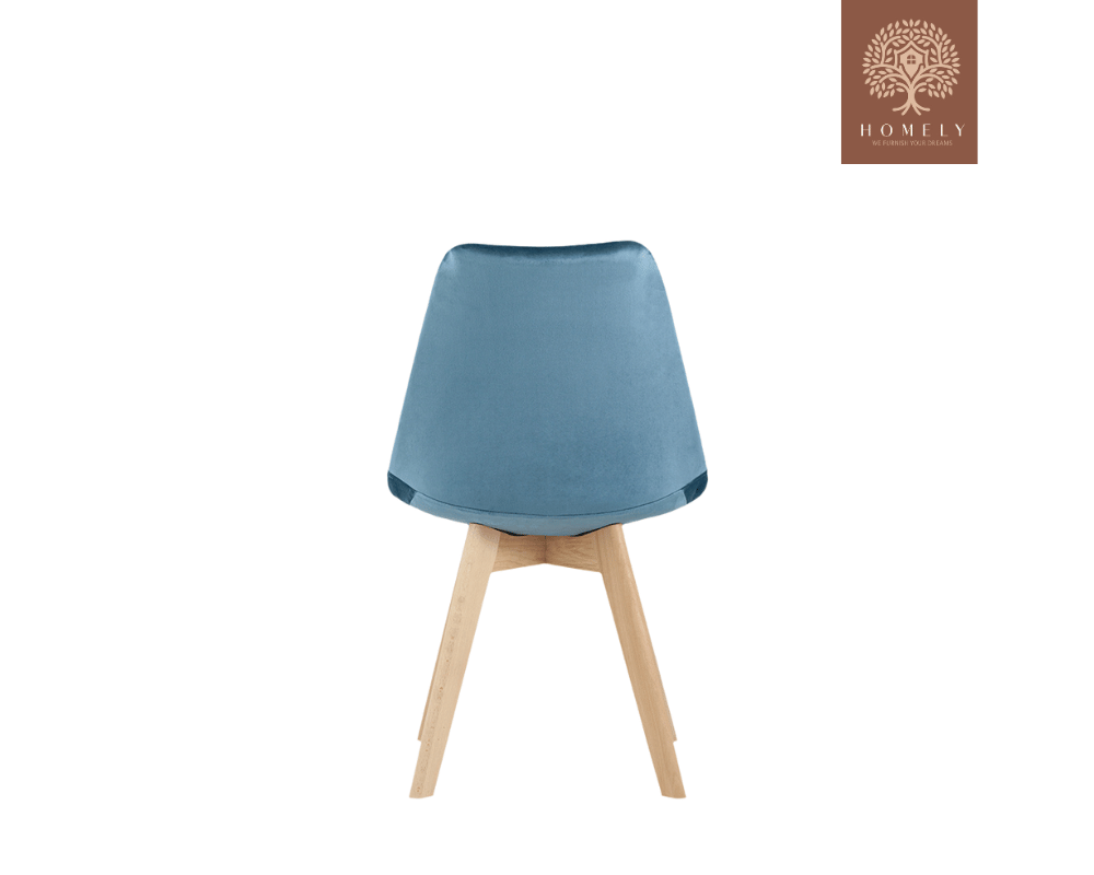 CLARA  CHAISE MODERNE CAPITONNÉE EN VELOURS ANTI-TACHE PIEDS EN BOIS ROUGE