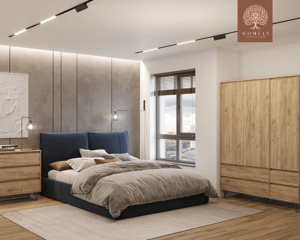 VILLOR | LIT DOUBLE EN TISSU ANTI-TACHES CAPITONNÉ