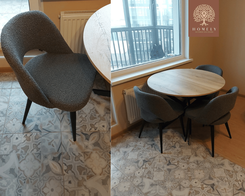 SANDRA CHAISE MODERNE CAPITONNÉE EN VELOURS ANTI-TACHE PIEDS EN BOIS ROUGE