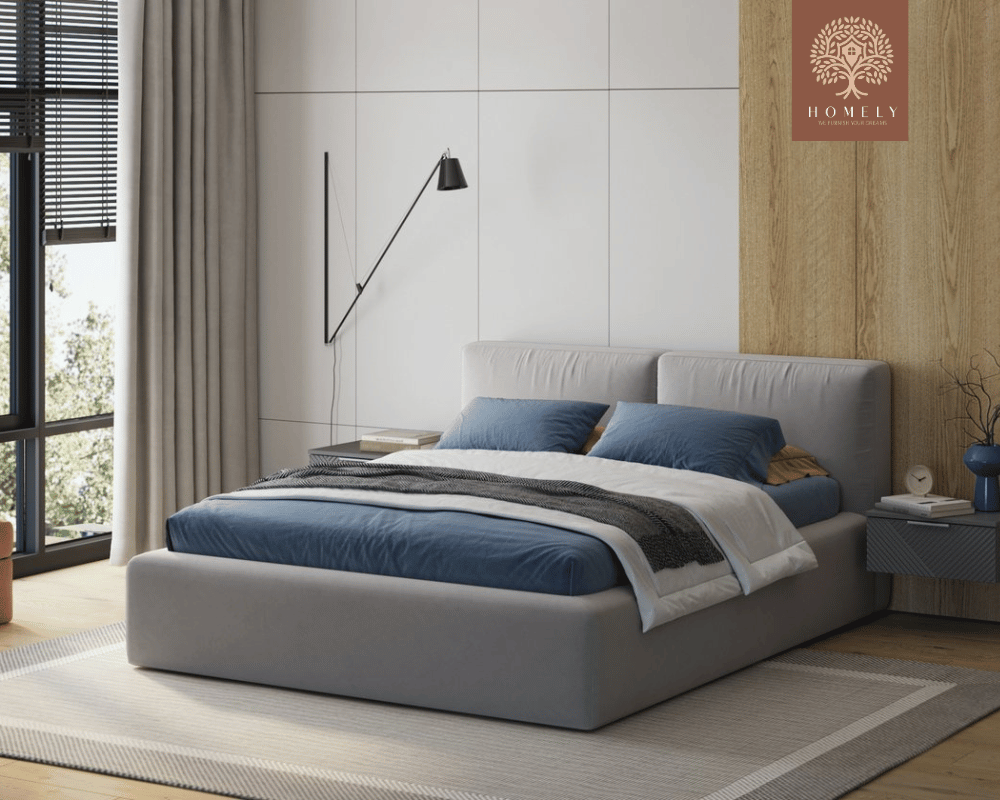 RISER | LIT DOUBLE EN TISSU ANTI-TACHES CAPITONNÉ