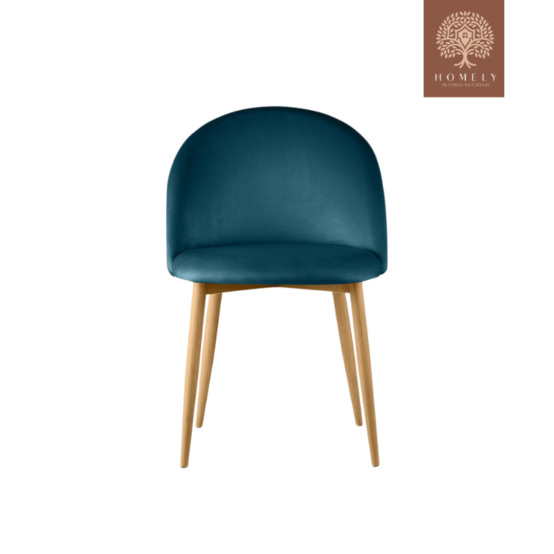 OSCAR CHAISE MODERNE CAPITONNÉE EN VELOURS ANTI-TACHE PIEDS EN BOIS ROUGE