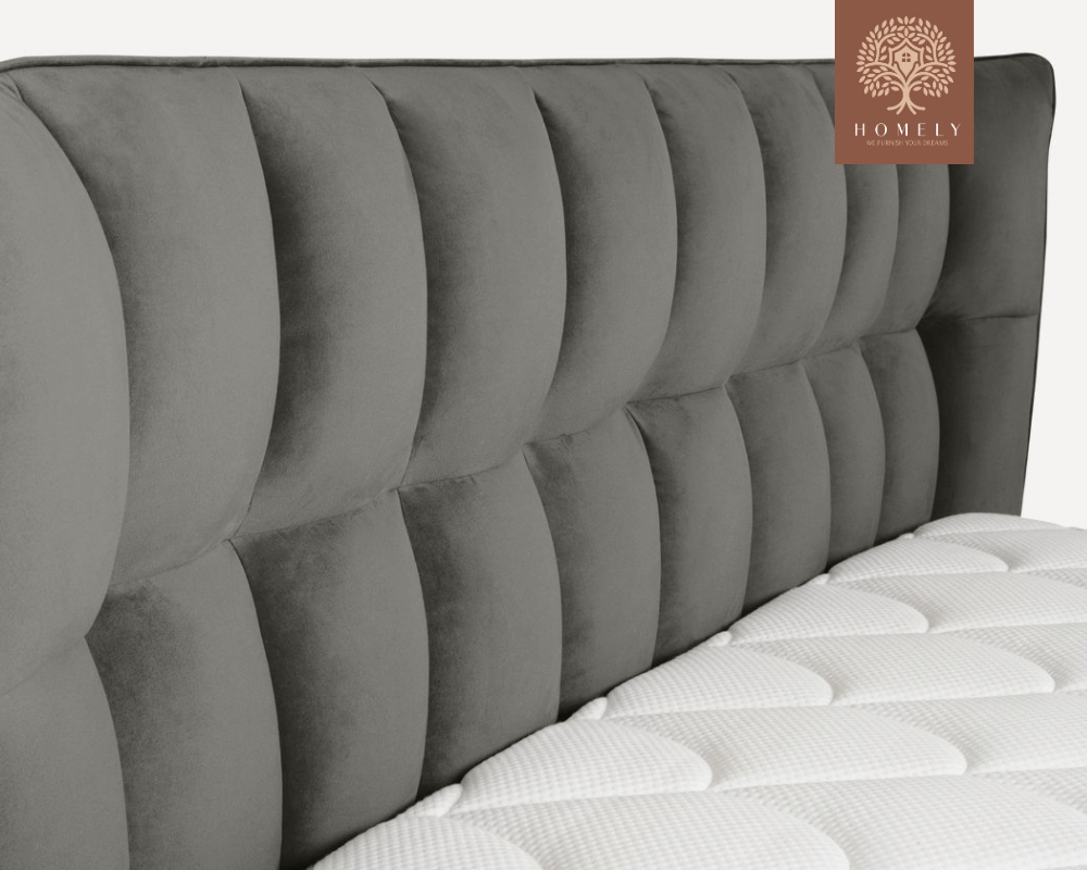 DIAMAND | LIT DOUBLE EN TISSU ANTI-TACHES CAPITONNÉ AVEC SOMMIER COFFRE