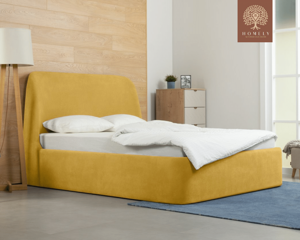 DALTI | LIT DOUBLE EN TISSU ANTI-TACHES CAPITONNÉ