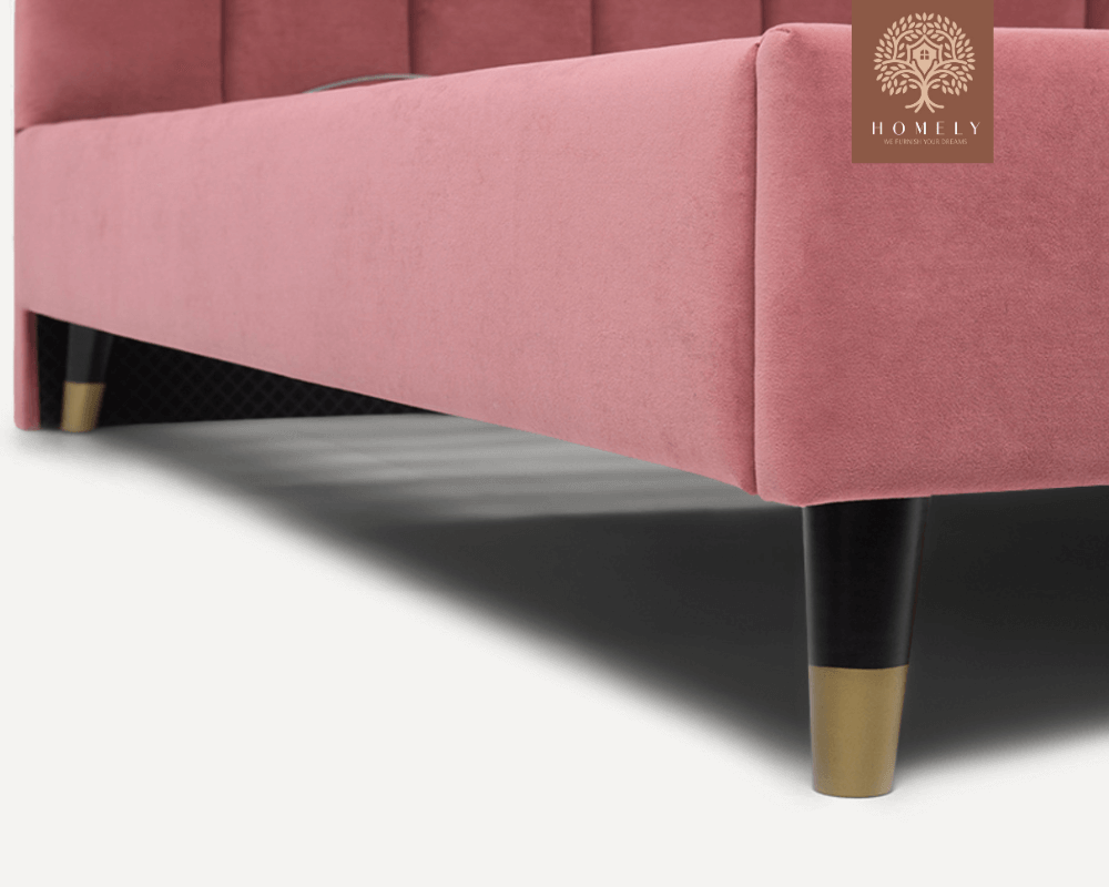 LIEL | LIT DOUBLE EN TISSU ANTI-TACHES CAPITONNÉ AVEC SOMMIER COFFRE