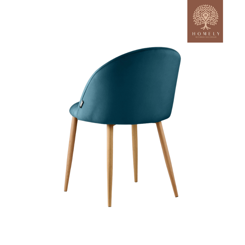 OSCAR CHAISE MODERNE CAPITONNÉE EN VELOURS ANTI-TACHE PIEDS EN BOIS ROUGE