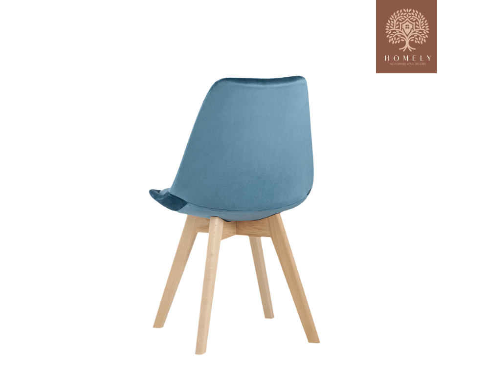 CLARA  CHAISE MODERNE CAPITONNÉE EN VELOURS ANTI-TACHE PIEDS EN BOIS ROUGE