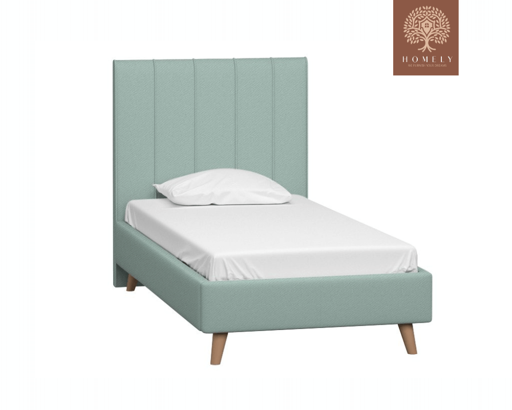 SHARON | LIT EN TISSU ANTI-TACHES CAPITONNÉ AVEC SOMMIER COFFRE