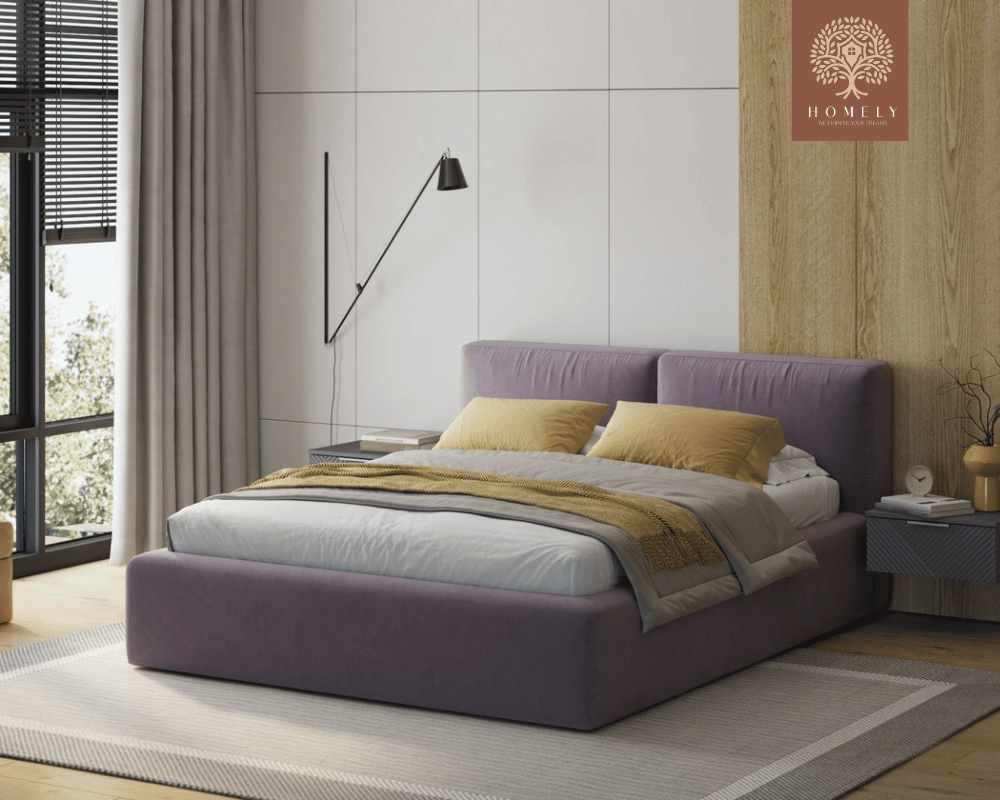 RISER | LIT DOUBLE EN TISSU ANTI-TACHES CAPITONNÉ